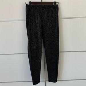 NWOT Black Leggings with Gold Polka Dots